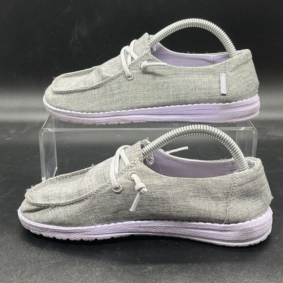 Hey Dude Wendy Youth size 2 sparkling grey lilac 130123166 casual slip on - Picture 2 of 8